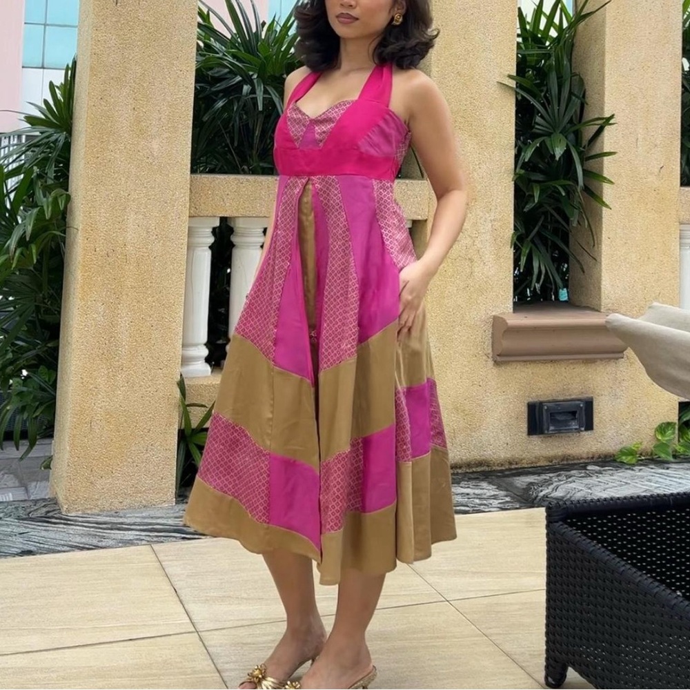 Diane Von Furstenberg Pink Halter Sundress Midi